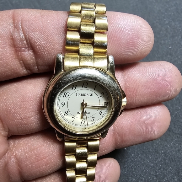 Carriage By Timex Indiglo Ladies Quartz Watch Date Just Gild Tone Working KK sho - Picture 3 of 9